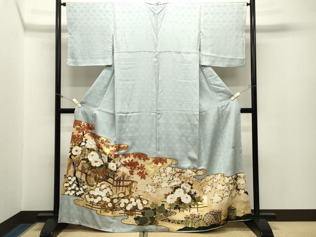 平和屋着物●松尾光琳 色留袖 刺繍 花車文 金彩 正絹 逸品 CABM5122gh