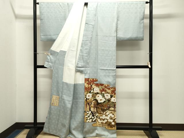 平和屋着物●松尾光琳 色留袖 刺繍 花車文 金彩 正絹 逸品 CABM5122gh