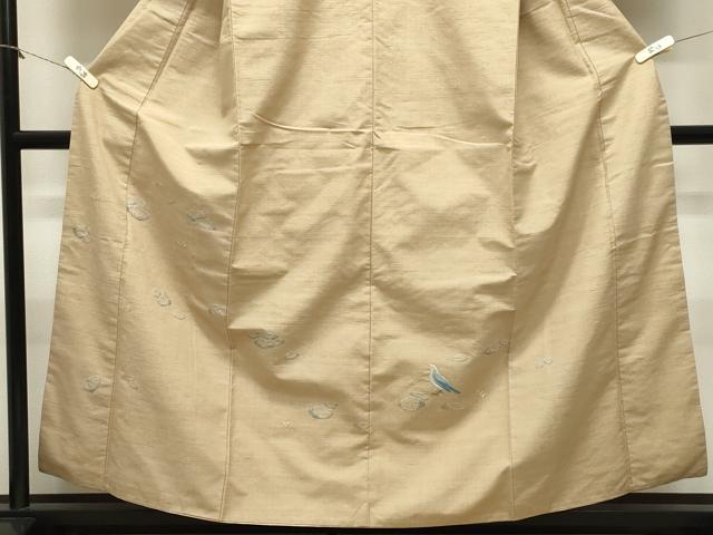 平和屋着物●色留訪問着 紬地 作家物 総刺繍 鳥 正絹 逸品 CABM5127gh