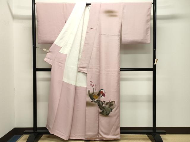 平和屋着物●訪問着 作家物 手描き 鴛鴦 暈し染め 正絹 逸品 CABM5130gh