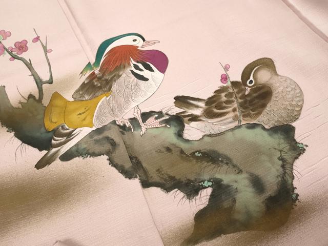 平和屋着物●訪問着 作家物 手描き 鴛鴦 暈し染め 正絹 逸品 CABM5130gh