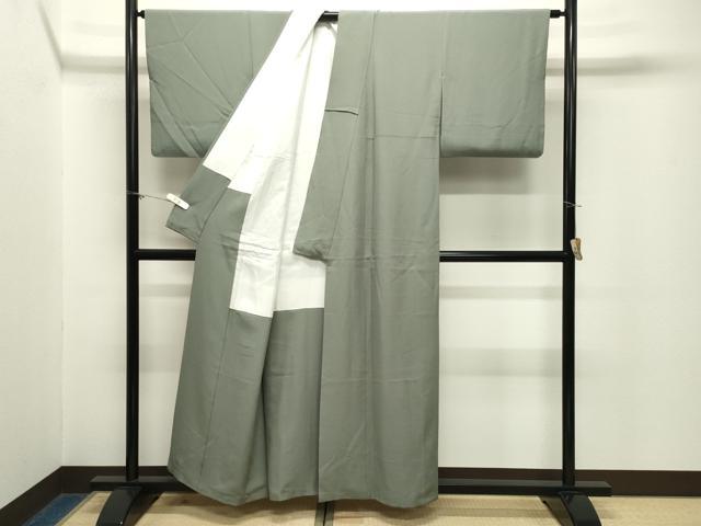 平和屋着物●上質な色無地 青白橡色 正絹 逸品 CABM5135gh
