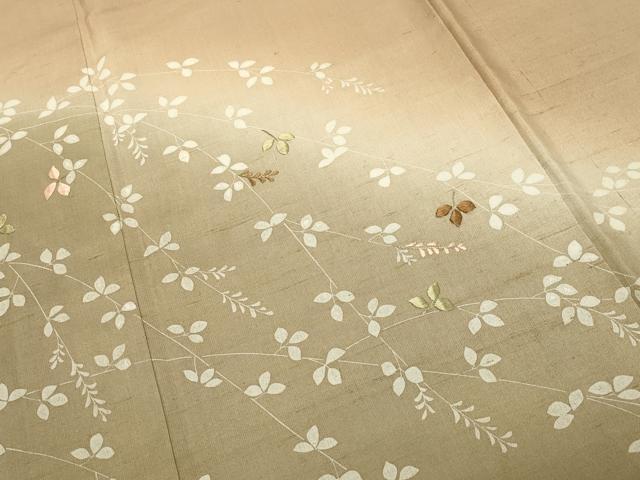 平和屋着物●創業140年 小糸染芸の四代目 小糸敏夫 訪問着 紬地 刺繍 萩文 暈し染め 正絹 逸品 CABM5140gh