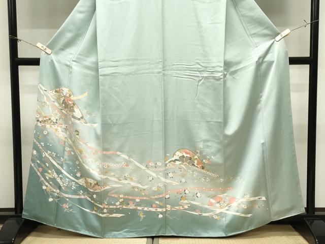 平和屋着物●訪問着 片輪車花文 暈し染め 金彩 正絹 逸品 CABM5192gh