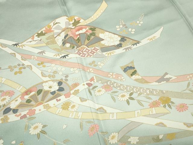 平和屋着物●訪問着 片輪車花文 暈し染め 金彩 正絹 逸品 CABM5192gh
