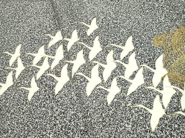 平和屋着物●訪問着 群鶴文 たたき染め 金彩 三越扱い ロング丈 正絹 逸品 CABM5199gh