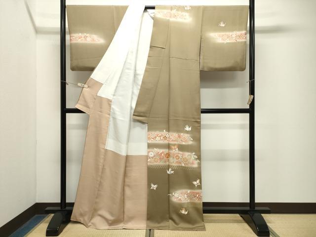 平和屋着物●訪問着 駒刺繍 舞蝶花唐草文 暈し染め 金彩 正絹 逸品 CABM5216gh