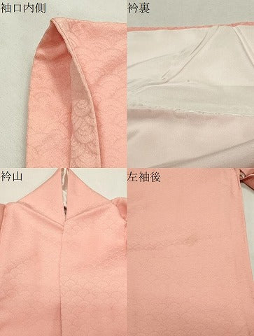 平和屋着物●豪華色留袖 色無地 青海波地紋 珊瑚色 正絹 逸品 CABM5232gh