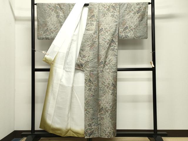 平和屋着物●本場大島紬 9マルキ 総絣 尾長鳥花文 さが美扱い 正絹 逸品 CABM5252gh