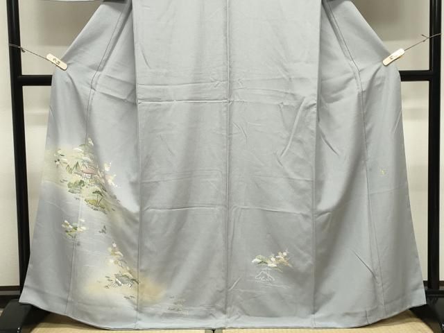平和屋着物●訪問着 作家物 風景松竹梅文 暈し染め 正絹 逸品 CABM5264gh