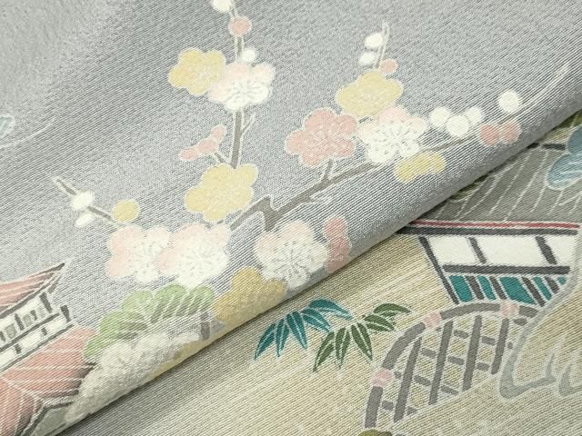 平和屋着物●訪問着 作家物 風景松竹梅文 暈し染め 正絹 逸品 CABM5264gh