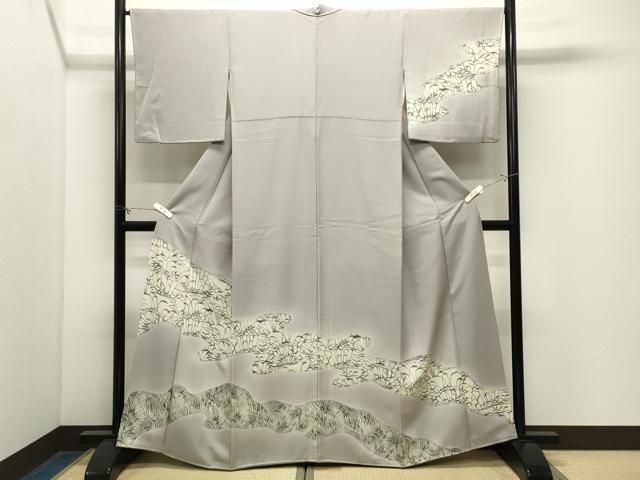 平和屋着物●訪問着 型染め 草木文 暈し染め 正絹 逸品 CABM5291gh