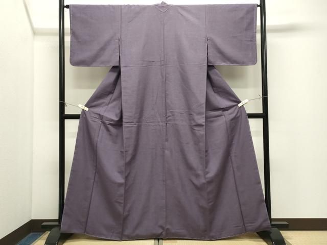 平和屋着物●結城紬 色無地 葡萄鼠色 正絹 逸品 未使用 CABM5300gh