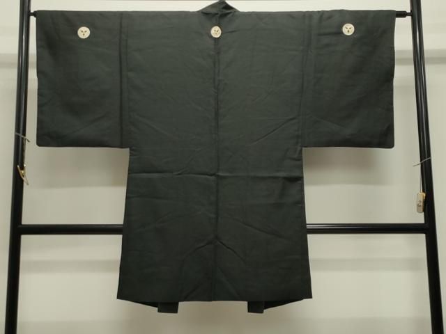 平和屋着物●男性 黒紋付 羽織セット 正絹 逸品 CABM5301gh