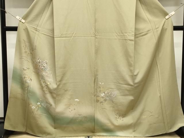 平和屋着物●中国三大刺繍 スワトウ刺繍 訪問着 扇面花文 暈し染め 金銀彩 正絹 逸品 CABM5308gh