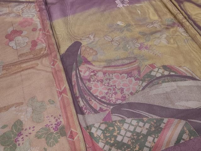平和屋着物●訪問着 十二単 金彩 やまと金ラベル 正絹 逸品 CABM5309gh