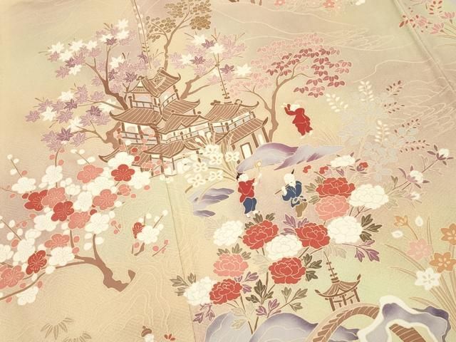 平和屋着物●訪問着 人物風景文 暈し染め 正絹 逸品 CABM5318gh