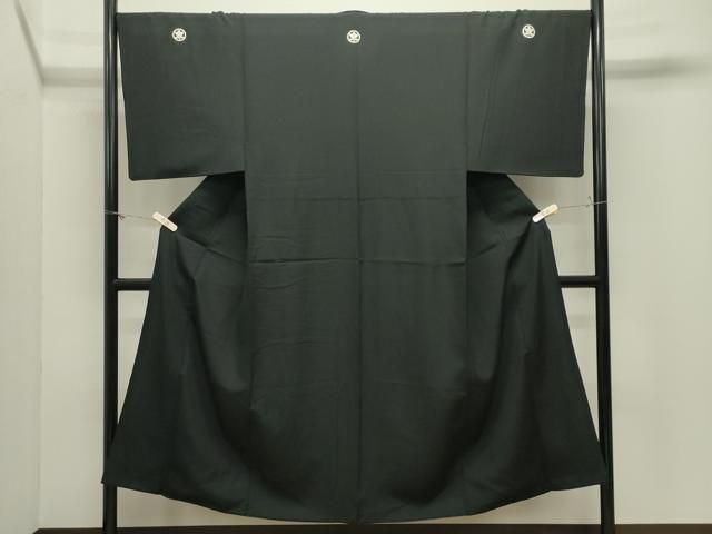 平和屋着物●男性 黒紋付 正絹 逸品 CABM5326gh