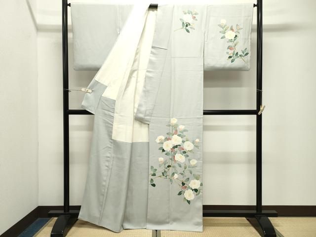 平和屋着物●本加賀友禅作家 南克治 訪問着 枝牡丹 正絹 逸品 CABM5334gh