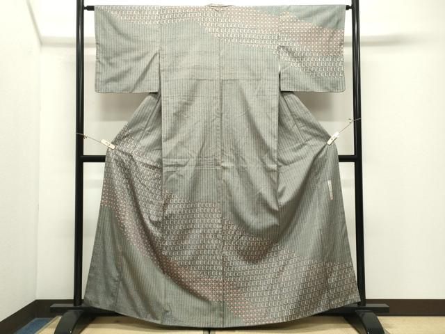 平和屋着物●二代目 川村久太郎 訪問着 紬地 抽象文様 正絹 逸品 CABM5354gh