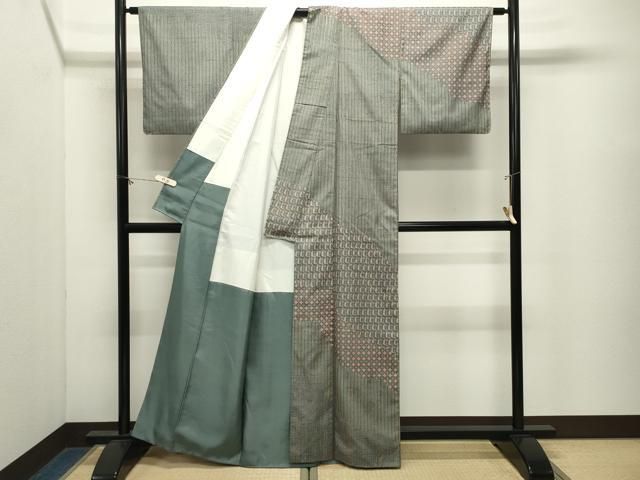 平和屋着物●二代目 川村久太郎 訪問着 紬地 抽象文様 正絹 逸品 CABM5354gh