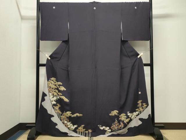 平和屋着物●豪華色留袖 作家物 駒刺繍 松竹梅文 金彩 正絹 逸品 CABM5357gh
