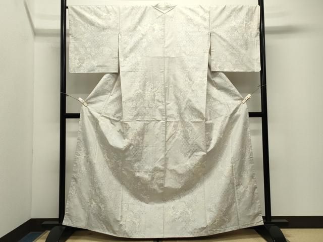 平和屋着物●本場大島紬 白大島 9マルキ 琵琶花文 正絹 逸品 CABM5359gh