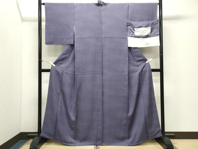 平和屋着物●上質な色無地 天然草木染 舞葉地紋 濃鼠色 反端付き 正絹 逸品 未使用 CABM5362gh