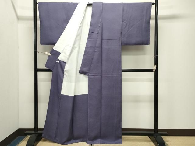 平和屋着物●上質な色無地 天然草木染 舞葉地紋 濃鼠色 反端付き 正絹 逸品 未使用 CABM5362gh