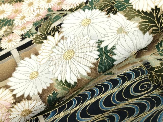 平和屋着物●豪華黒留袖 作家物 刺繍 流水花文 金彩 正絹 逸品 未使用 CABM5367gh