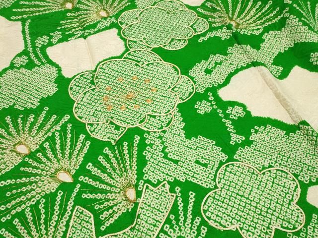 平和屋着物●豪華振袖 駒刺繍 絞り 松梅文 正絹 逸品 CABM5387gh