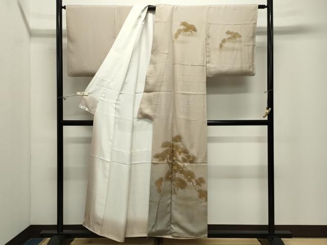 平和屋着物●訪問着 刺繍 枝松文 暈し染め 金糸 正絹 逸品 CABM5393gh