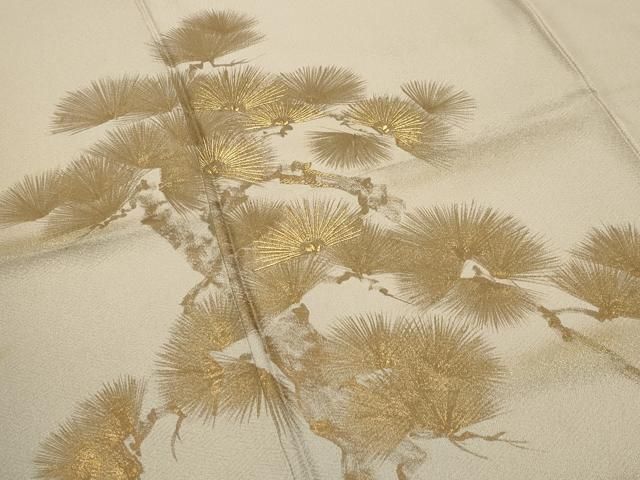平和屋着物●訪問着 刺繍 枝松文 暈し染め 金糸 正絹 逸品 CABM5393gh