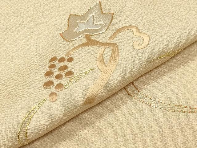 平和屋着物●訪問着 総刺繍 駒刺繍 葡萄蔦の葉文 正絹 逸品 CABM5396gh