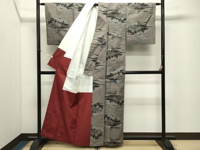 平和屋着物●本場大島紬 9マルキ 風景文 正絹 逸品 CABM5397gh