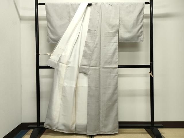 平和屋着物●上質な紬 色無地 灰黄緑色 正絹 逸品 未使用 CABM5403gh