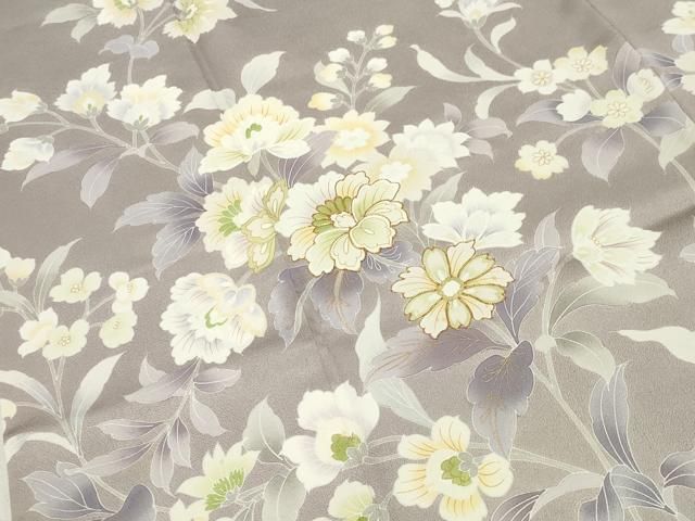 平和屋着物●訪問着 駒刺繍 更紗花唐草文 金彩 鈴乃屋扱い 反端付き 正絹 逸品 CABM5404gh