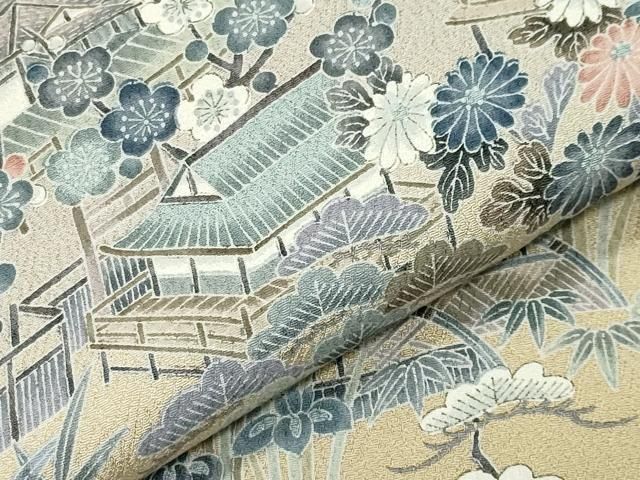 平和屋着物●訪問着 風景松竹梅文 暈し染め 正絹 逸品 CABM5406gh