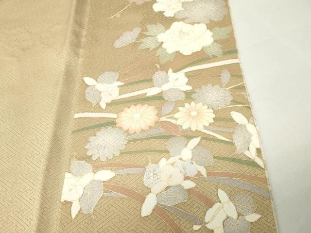 平和屋着物●訪問着 駒刺繍 草花文 暈し染め 金銀彩 正絹 逸品 CABM5438gh