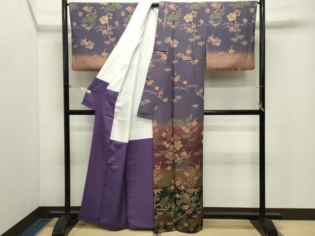 平和屋着物●訪問着 作家物 本草染 松竹梅文 暈し染め 金彩 正絹 逸品 CABM5440gh
