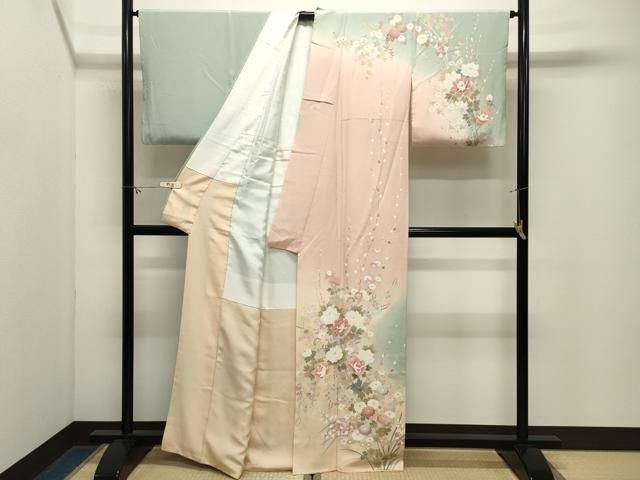 平和屋着物●訪問着 友禅 作家物 草花文 暈し染め 正絹 逸品 CABM5462gh