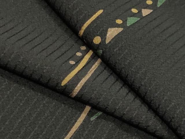 平和屋着物●上質な小紋 幾何学文様 黒地 正絹 逸品 CABM5467gh