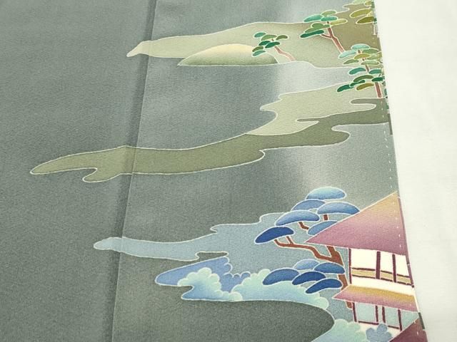 平和屋着物●本加賀友禅作家 稲手明仁 訪問着 風景文 暈し染め 正絹 逸品 CABM5469gh