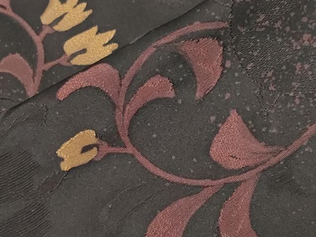 平和屋着物●上質な小紋 地紋起こし 花唐草文 黒地 正絹 逸品 CABM5481gh