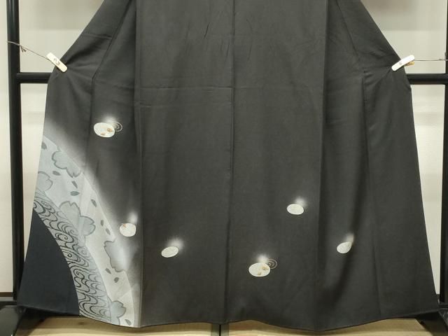 平和屋着物●訪問着 鴛鴦花文 蛍暈し 黒地 金彩 正絹 逸品 CABM5484gh