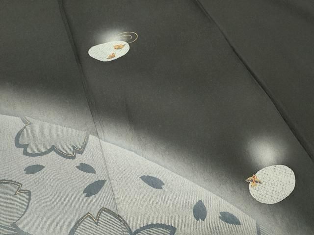 平和屋着物●訪問着 鴛鴦花文 蛍暈し 黒地 金彩 正絹 逸品 CABM5484gh
