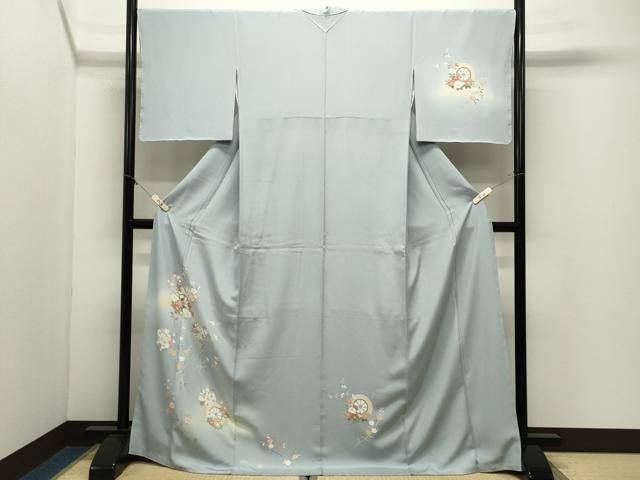 平和屋着物●訪問着 友禅 源氏車花文 暈し染め ロング丈 正絹 逸品 未使用 CABM5489gh