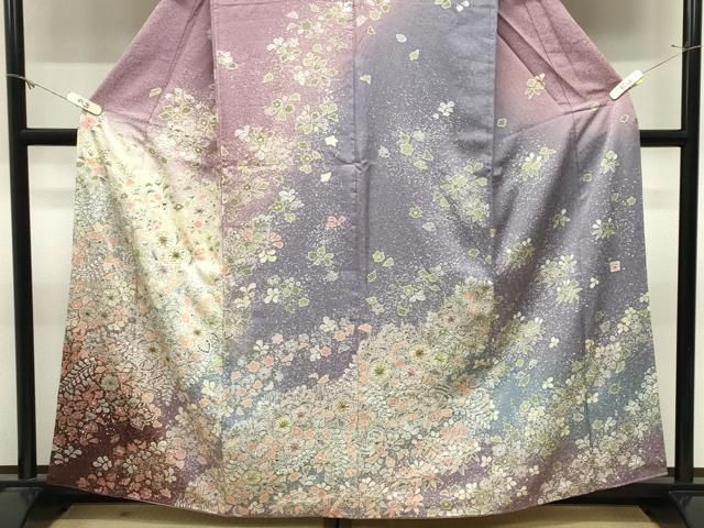 平和屋着物●訪問着 作家物 辻が花 絞り 暈し染め 銀通し地 正絹 逸品 CABM5492gh