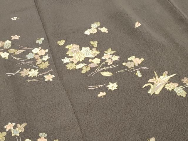 平和屋着物●訪問着 総刺繍 吹き寄せ文 金糸 鬼しぼ縮緬 正絹 逸品 CABM5499gh