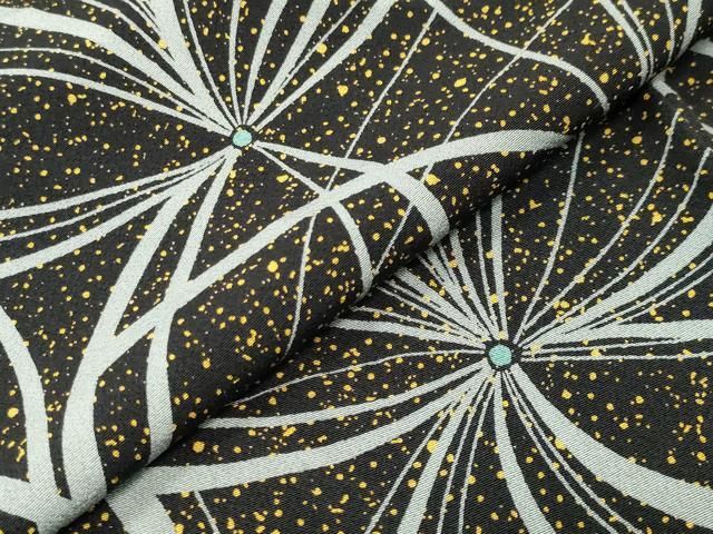 平和屋着物●上質な小紋 舞花文 黒地 正絹 逸品 CABM5502gh